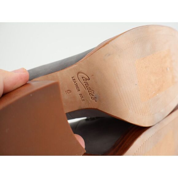 Candie's Hiss Penny Loafer Platform Chunky Blue Leather Block Wooden Heel Size 6 - Picture 11 of 13